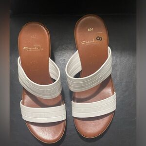 Women Contesa Sandal  Made In Italy White & brown Wedge Size 8